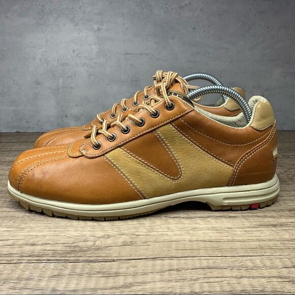 Perry Ellis Classic Chaser Style Lace up Shoes~Tan - Picture 1 of 8